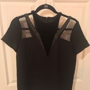 The Kooples black top with sheer/leather detailing
